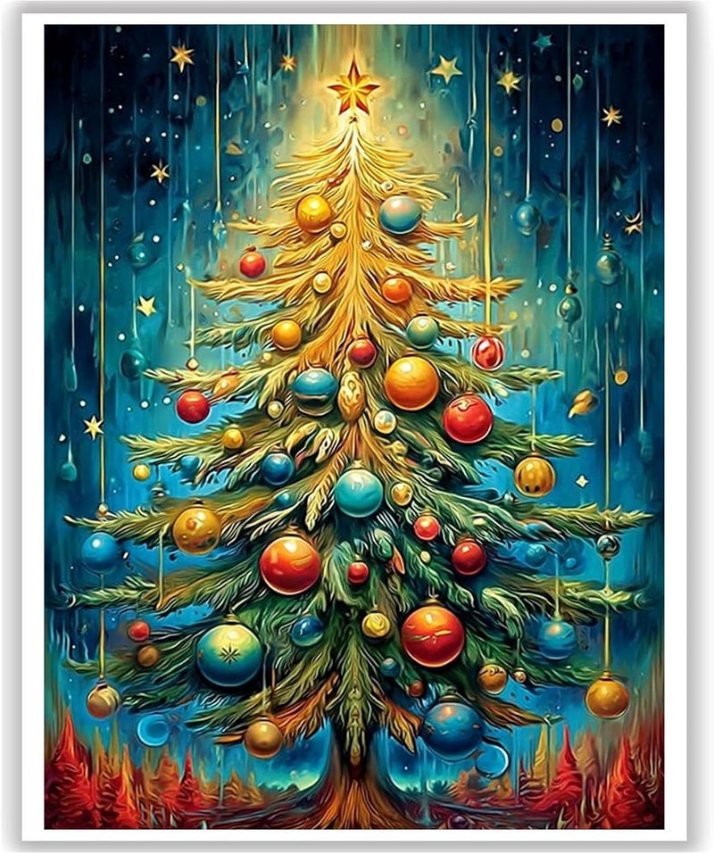 hito Christmas Paint by Numbers Kit for Adults - Christmas Tree Paint by Number Adult for Gift Home Wall Decor 16x20 Inch - Image 1
